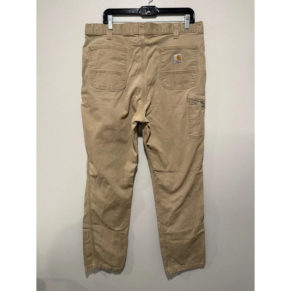 Carhartt Mens Relaxed Fit Canvas Work Pants Tan Khaki Utility Carpenter 38x36